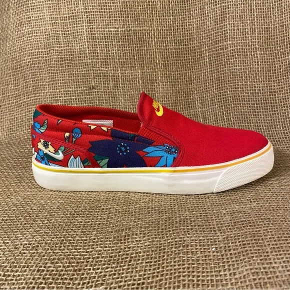 Nike Red Floral Slip-On Sneakers