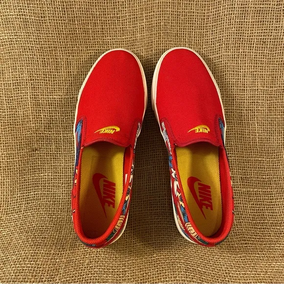Nike Red Floral Slip-On Sneakers
