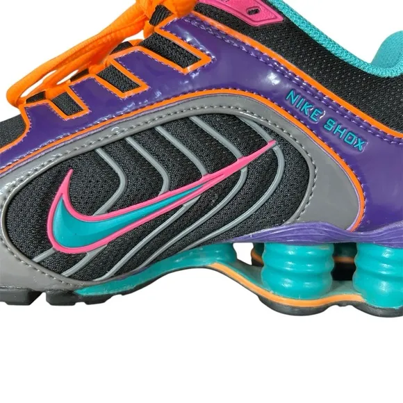 Nike Shox Navina 356918 038 Womens size 6.5 Black Turquoise Purple Sneakers Shoe
