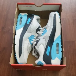 Nike White and Blue Air Max Sneakers with Signature Cushioning
