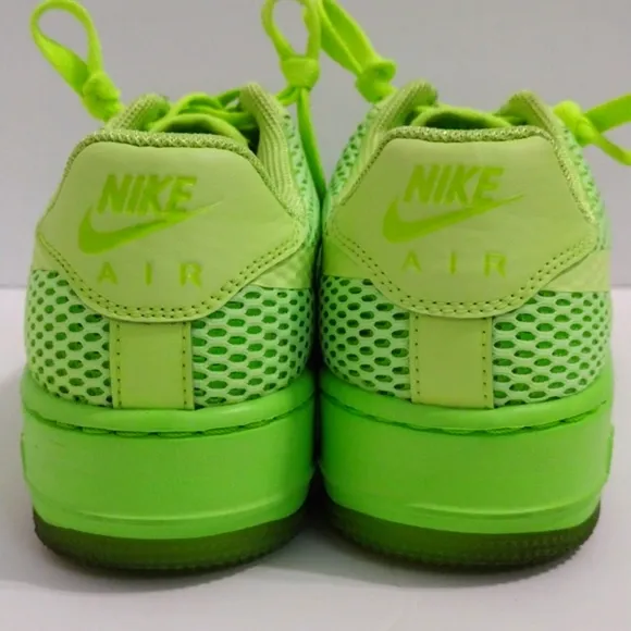 Nike Women's Air Force 1 Neon Ghost Green Mesh Low Top Sneakers US 7
