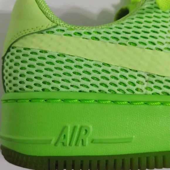 Nike Women's Air Force 1 Neon Ghost Green Mesh Low Top Sneakers US 7