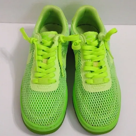 Nike Women's Air Force 1 Neon Ghost Green Mesh Low Top Sneakers US 7