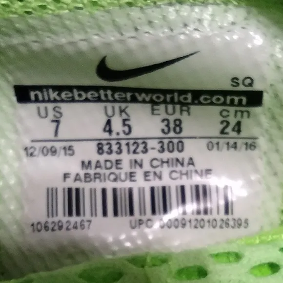 Nike Women's Air Force 1 Neon Ghost Green Mesh Low Top Sneakers US 7