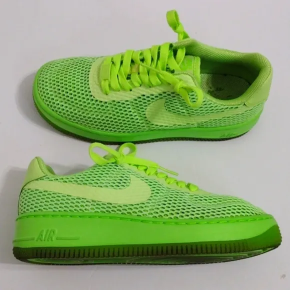 Nike Women's Air Force 1 Neon Ghost Green Mesh Low Top Sneakers US 7