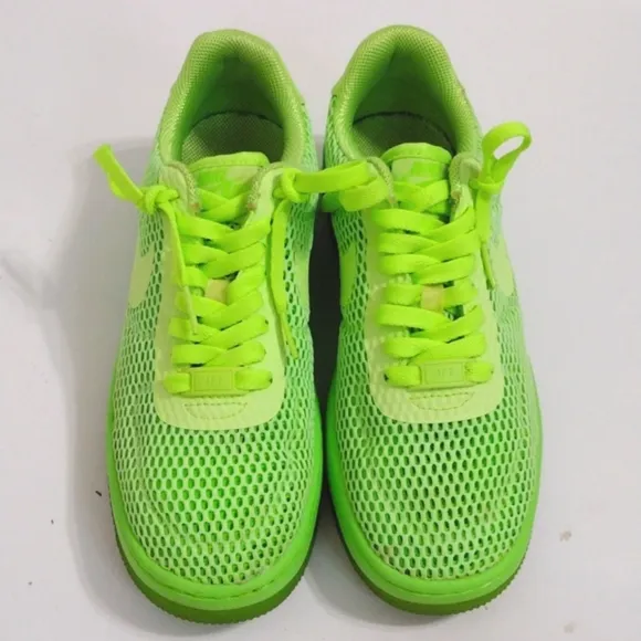 Nike Women's Air Force 1 Neon Ghost Green Mesh Low Top Sneakers US 7
