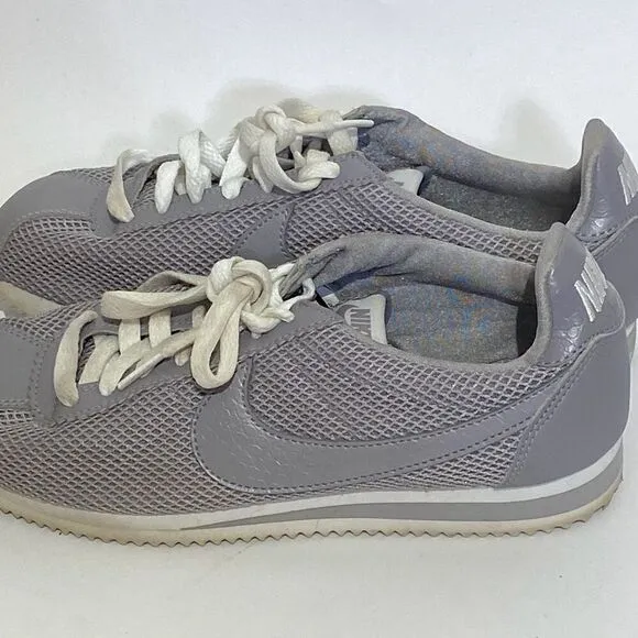 Nike Women's Gray Classic Cortez Premium Lace Up Mesh Sneakers Size 9.5