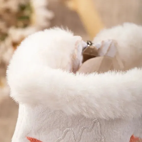 Nine-Tail Fox Fleece Lined Mid Calf Boots | Women Faux Fur Winter Boots #897