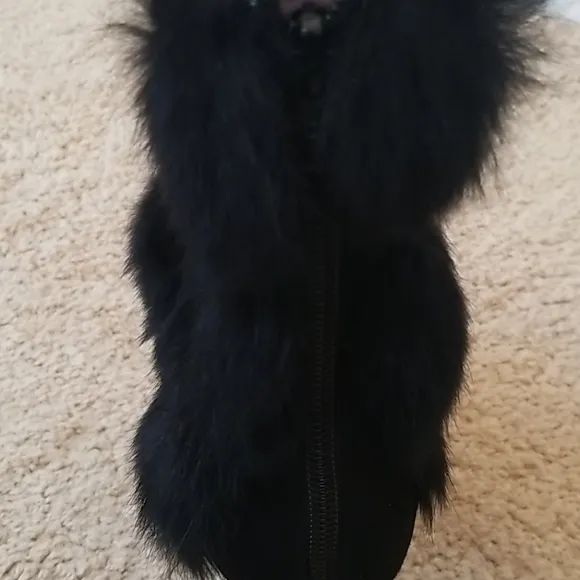 NINE WEST Black Leather Faux Fur Size 7.5 Boots