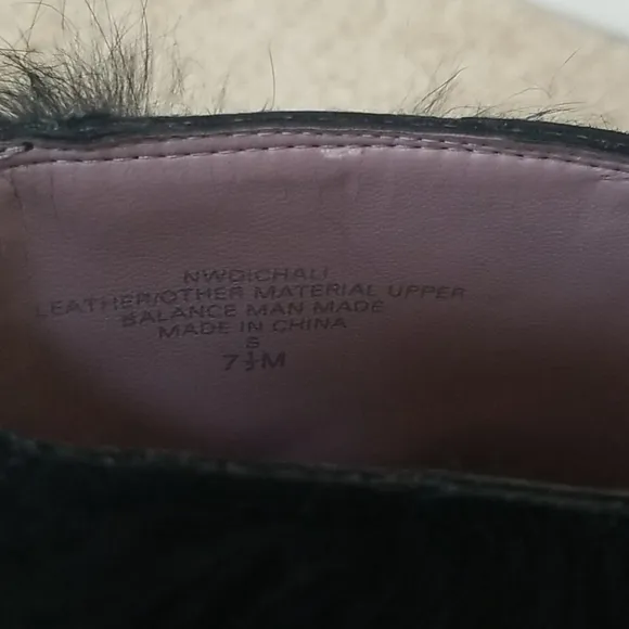 NINE WEST Black Leather Faux Fur Size 7.5 Boots