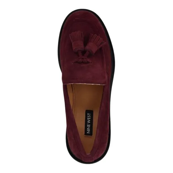 Nine West Women's Roker Slip On Round Toe Casual Loafers Burgundy Size 9 1/2