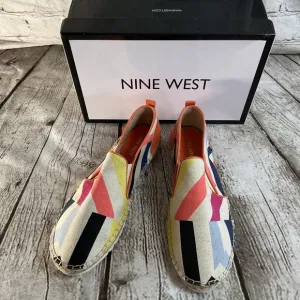 Nine West Womens Sz 9 Colorblock Espadrille Slip-On Flats Canvas Southwestern
