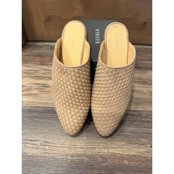 Nisolo Ama Woven Leather Mule slides 9.5 Almond