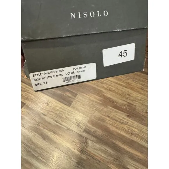 Nisolo Ama Woven Leather Mule slides 9.5 Almond