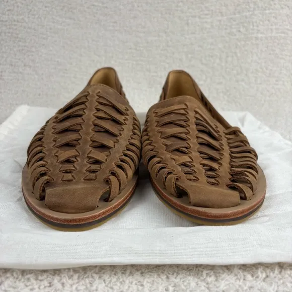 Nisolo Shoes Mens 9.5 Brown Huarache Leather Breathable Slip On Loafer Flats