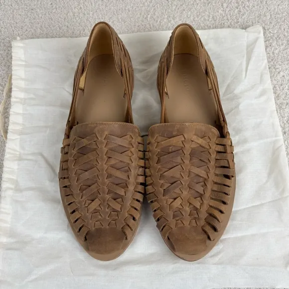 Nisolo Shoes Mens 9.5 Brown Huarache Leather Breathable Slip On Loafer Flats