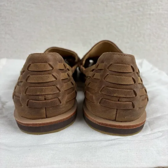 Nisolo Shoes Mens 9.5 Brown Huarache Leather Breathable Slip On Loafer Flats