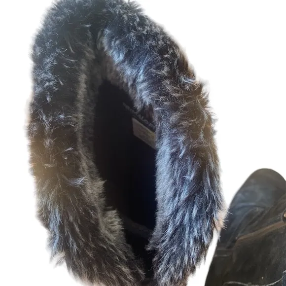 North Face Janey II Luxe winter boots size 7 1/2 lace up back black fur lined
