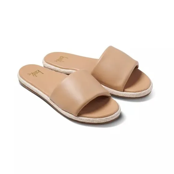 NWB Beek Anthropologie Beach Beige Leather Raffia Jute Puffbird Slides Sandals