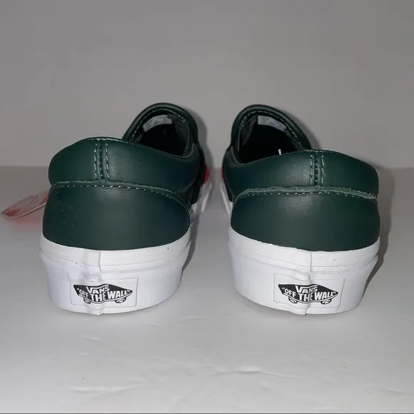 NWB Vans Classic Slip On Leather &amp; Webbing Scarabred Sneakers