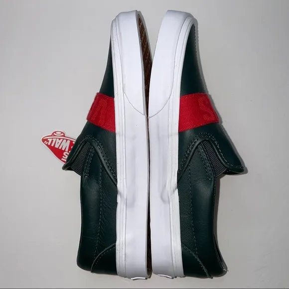 NWB Vans Classic Slip On Leather &amp; Webbing Scarabred Sneakers