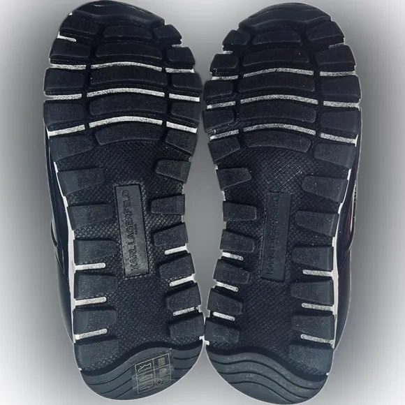 NWOB Karl Lagerfeld Kids SZ 5.5 M/35.5M Black Paris motif slip on sneakers.