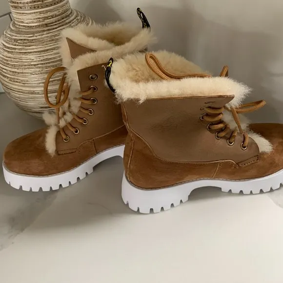 NWOB RARE Ugg x Dr. Marten Fur Lined Lace Up Boots, Size 38