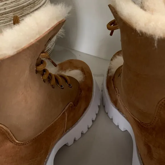 NWOB RARE Ugg x Dr. Marten Fur Lined Lace Up Boots, Size 38