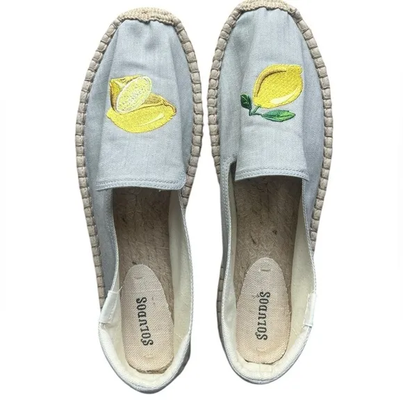 NWOB Soludos Woven Platform Slip-On Espadrilles Lemon size 10