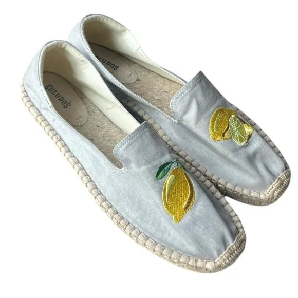NWOB Soludos Woven Platform Slip-On Espadrilles Lemon size 10
