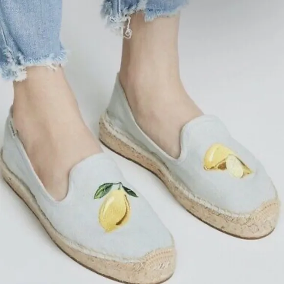 NWOB Soludos Woven Platform Slip-On Espadrilles Lemon size 10