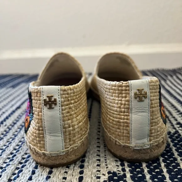 NWOB Tory Burch Flat Raffia Embroidered Espadrilles Fruit Basket