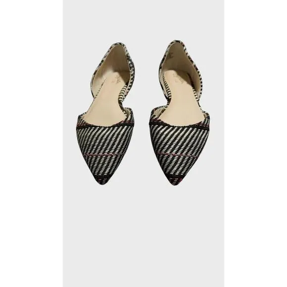 NWOT Anthropologie Womens Woven Striped Pointed Flats SlipOn Shoes Size 8.5