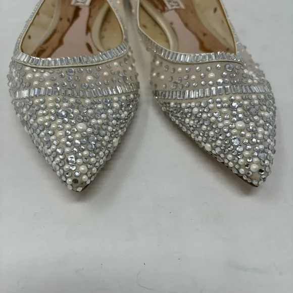 NWOT Badgley Mischka Babette Bejeweled Mesh Pointed Toe Flats Size 7 Wedding