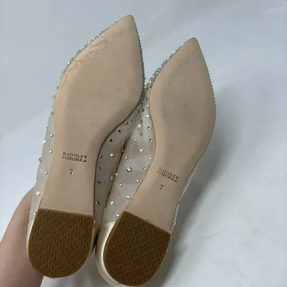 NWOT Badgley Mischka Babette Bejeweled Mesh Pointed Toe Flats Size 7 Wedding