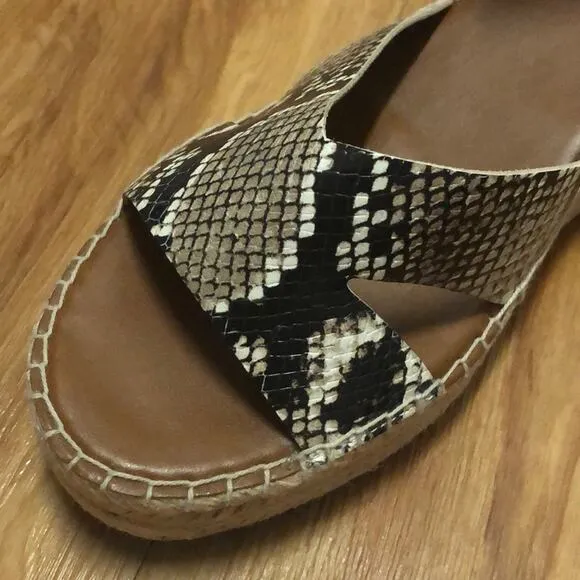 NWOT Franco Sarto Snakeskin Print Wedge Espadrilles Size 10 M