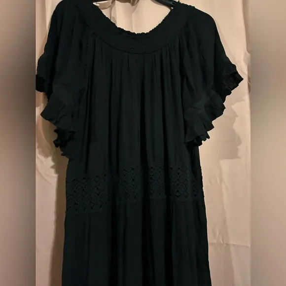 NWOT Free People Dream On Embroidered Lace Oversized Maxi Dress In Black Size XS