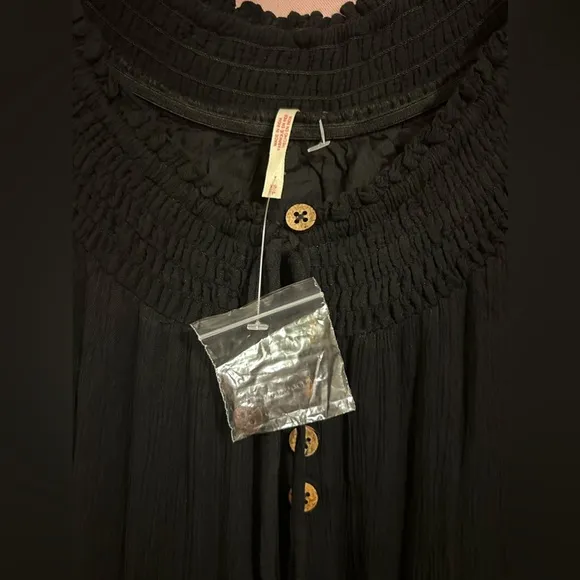 NWOT Free People Dream On Embroidered Lace Oversized Maxi Dress In Black Size XS