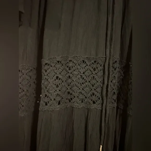 NWOT Free People Dream On Embroidered Lace Oversized Maxi Dress In Black Size XS