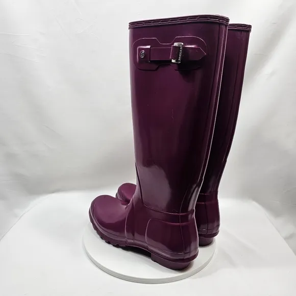 NWOT Hunter Original Tall Gloss Wellington Rain Boots Wellies Rubber Violet 10