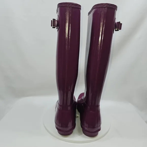 NWOT Hunter Original Tall Gloss Wellington Rain Boots Wellies Rubber Violet 10