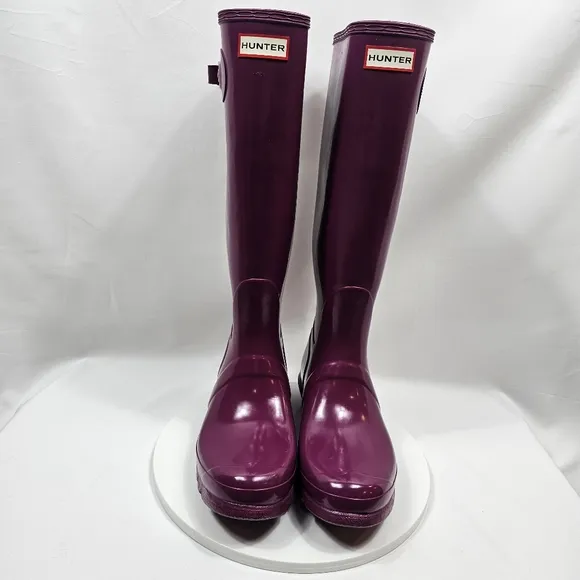 NWOT Hunter Original Tall Gloss Wellington Rain Boots Wellies Rubber Violet 10