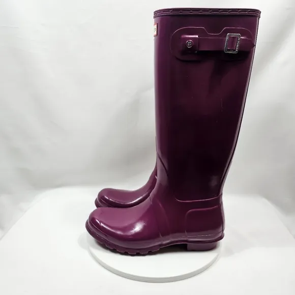 NWOT Hunter Original Tall Gloss Wellington Rain Boots Wellies Rubber Violet 10