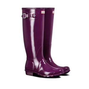 NWOT Hunter Original Tall Gloss Wellington Rain Boots Wellies Rubber Violet 10