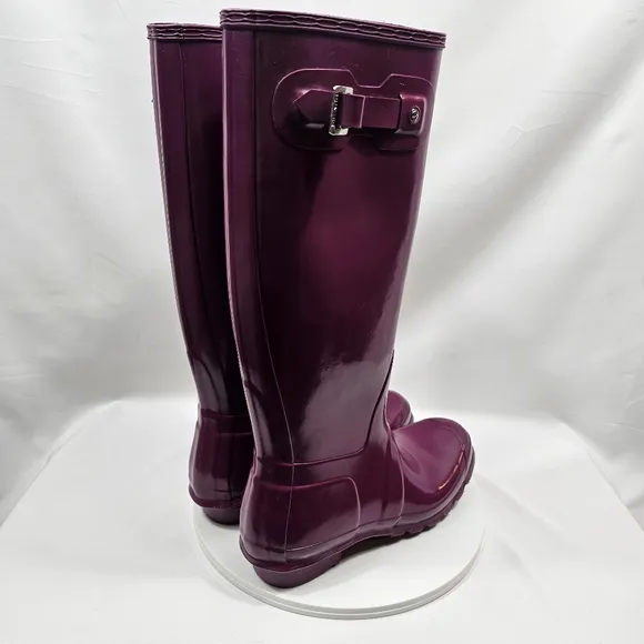NWOT Hunter Original Tall Gloss Wellington Rain Boots Wellies Rubber Violet 10