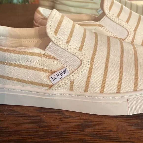 NWOT j.Crew slip on sneakers size 9 tan and cream