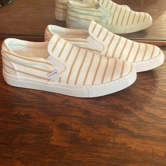 NWOT j.Crew slip on sneakers size 9 tan and cream