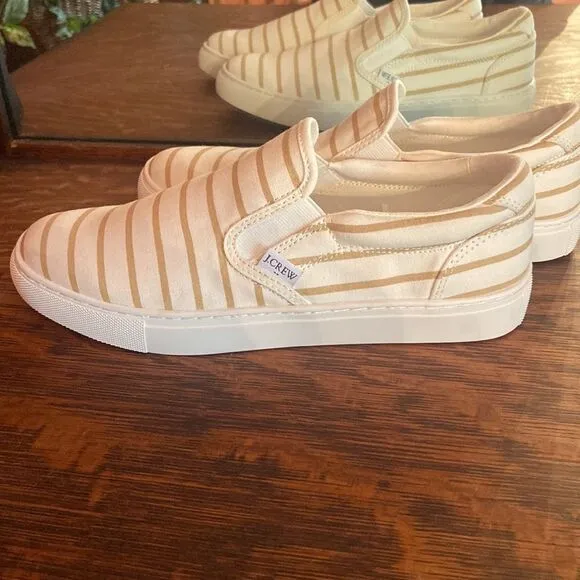 NWOT j.Crew slip on sneakers size 9 tan and cream