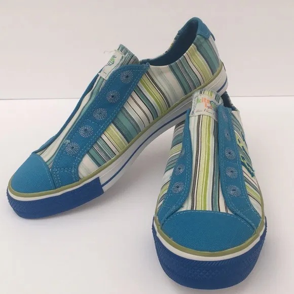 NWOT Kitson Blue and Green Striped Slip-On Sneakers