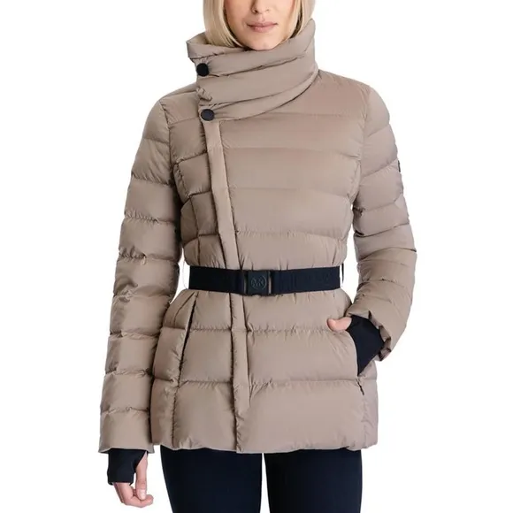 NWOT Michael Kors Asymmetrical Belted Packable Down Puffer Coat